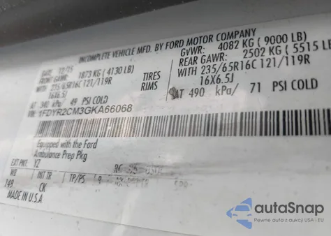 2016 Ford Transit-250 from USA, damaged, VIN 1FDYR2CM3GKA66068